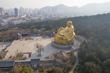 航拍濟(jì)南千佛山的桃花31