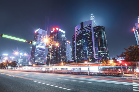 深圳城市夜景建筑街道