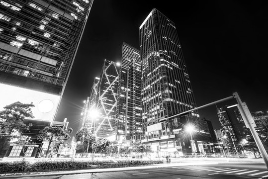 深圳城市夜景建筑街道
