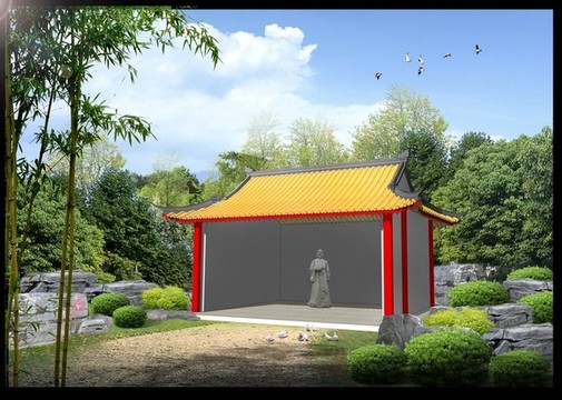 農(nóng)村祠堂效果圖