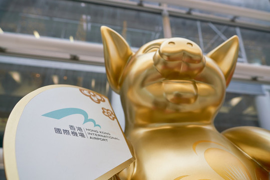 香港國(guó)際機(jī)場(chǎng)機(jī)場(chǎng)大廳節(jié)日裝飾