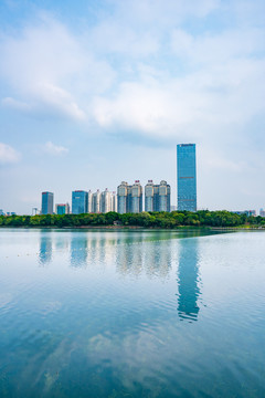 南寧南湖公園建筑群高樓大廈素材
