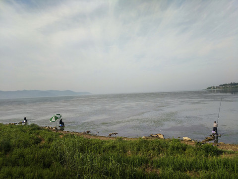 湖濱垂釣