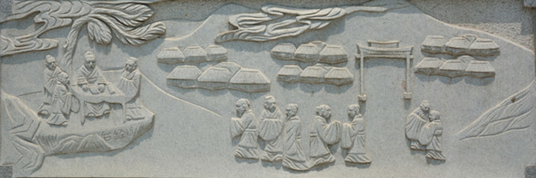 孔子講學(xué)場景浮雕