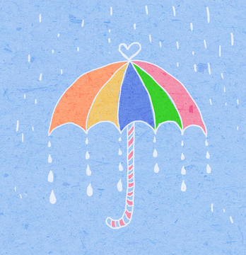 可愛的卡通彩虹雨傘插圖