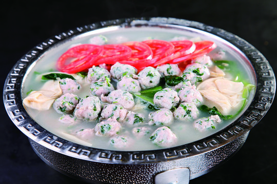 香菜丸子燒豆筋