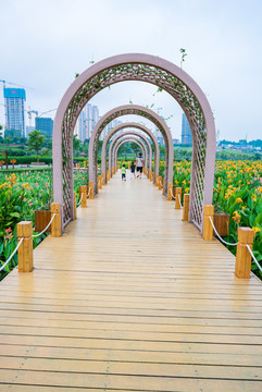那考河濕地公園美人蕉棧道拱門(mén)