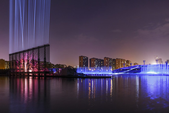 中國山西太原晉陽湖夜色風光
