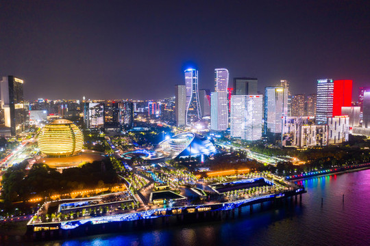 杭州錢(qián)江新城夜景航拍
