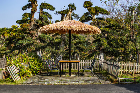 園林景觀稻草亭