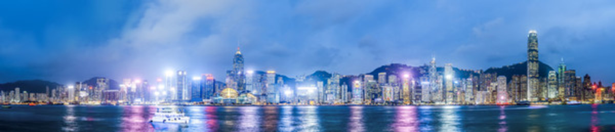 香港維多利亞港全景夜景