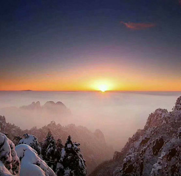 黃山雪景黃山日出
