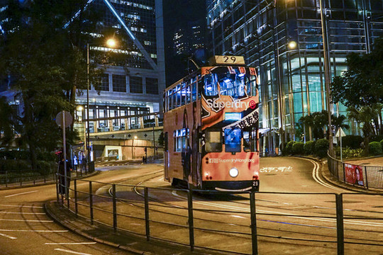 中國香港夜景雙層車