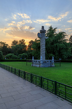 北京大學(xué)辦公樓草坪華表松樹(shù)銀杏