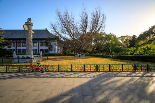 北京大學(xué)大雅堂華表草坪藍(lán)天