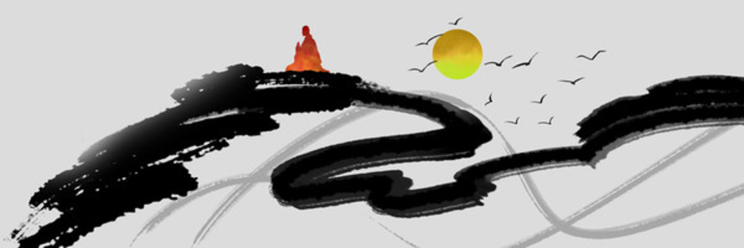 中式意境禪意水墨畫