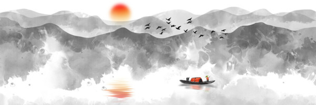 中式水墨山水畫(huà)