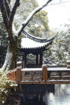 明清建筑園林雪景