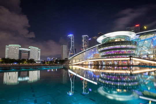 浙江省杭州市錢江新城夜景風(fēng)光