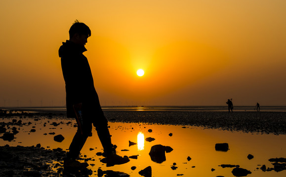 夕陽下