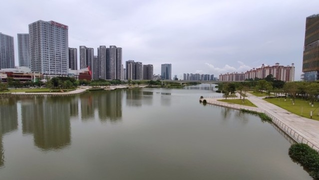 蕉門河濱海城市兩岸風景