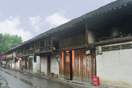 元通古鎮(zhèn)街道的老式川西民居