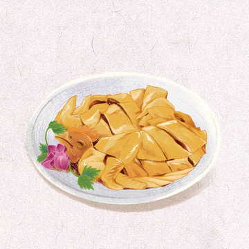 中華美食白斬雞插畫