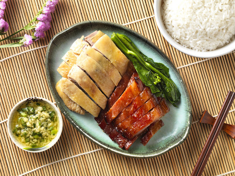 蔥油雞拼叉燒