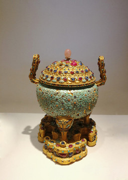 花絲珠寶香爐擺件