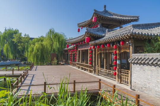 山東青州古城景區(qū)廊亭戲臺