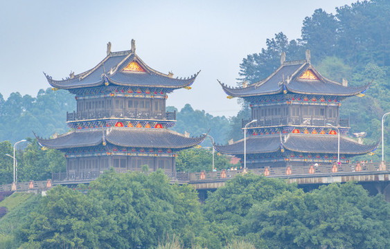 樂山的橋和古建筑