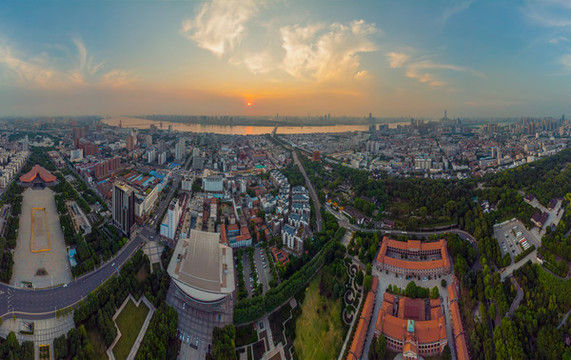 武漢夏日城市航拍風(fēng)光