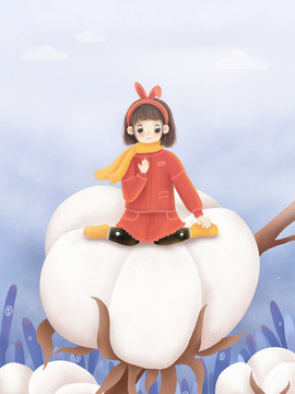 卡通寒露二十四節(jié)氣插畫(huà)