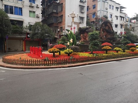 花壇和雕塑