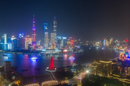 航拍上海夜景