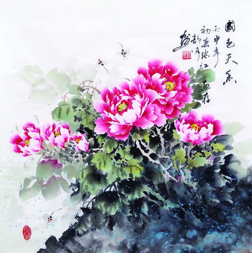 原創(chuàng)國(guó)畫寫意牡丹花手繪
