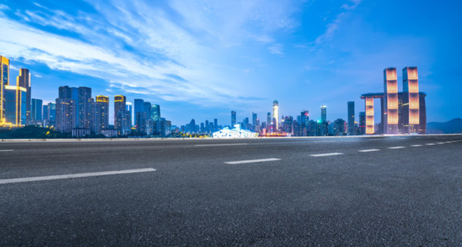 道路廣場和重慶城市天際線