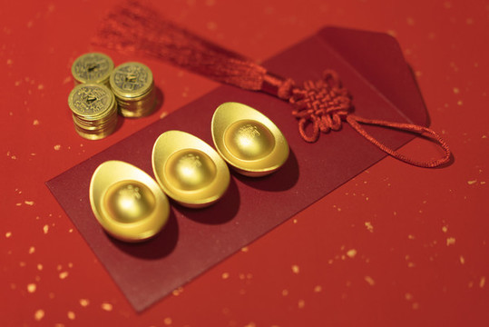 新年元寶紅色背景
