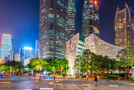 廣州現(xiàn)代建筑局部景觀夜景
