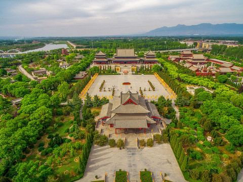 航拍山西洪洞大槐樹景區(qū)