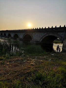落日余暉下的盧溝橋