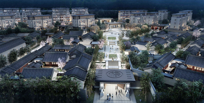新中式別墅住宅街巷大門洋房高層