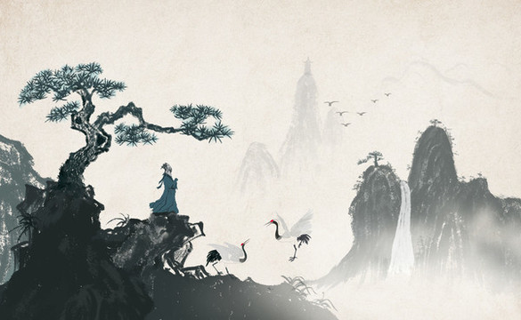 禪意墨韻山水水墨畫