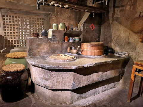 古代生活老屋灶臺