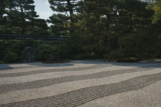 日本京都寺廟枯山水景觀