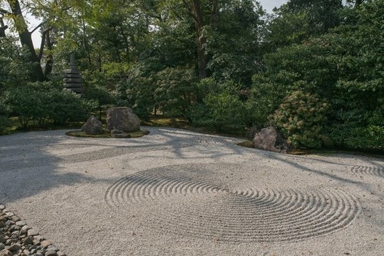 日本京都寺廟枯山水景觀