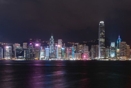 香港維多利亞港夜景全景圖