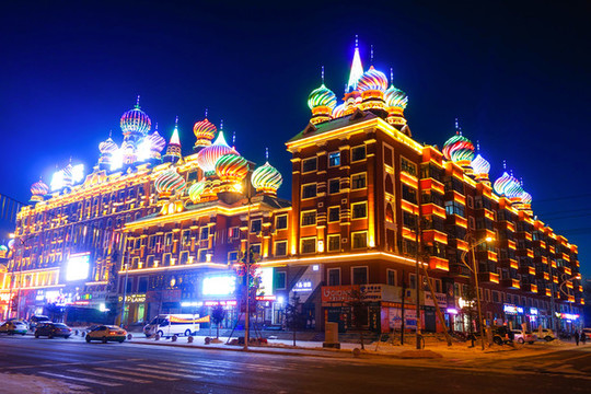 俄式建筑夜色