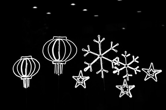 圣誕燈籠雪花夜景