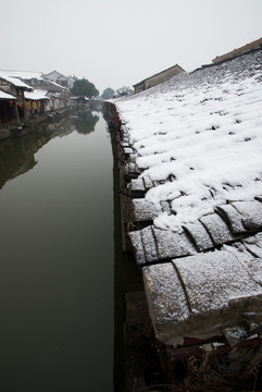 古鎮(zhèn)水鄉(xiāng)冬季雪景